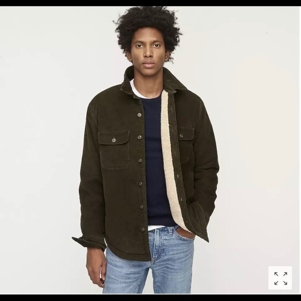J CREW Corduroy shirt-jacket with sherpa lining